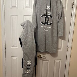 CHANEL Gray Sport Time Hoodie with pants
